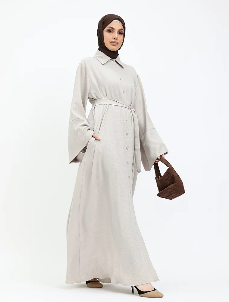 Stone Linen Feel Collar Shirt
